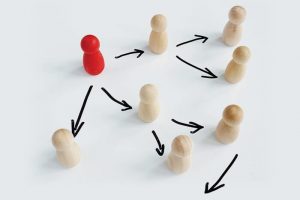 company leader art delegating
